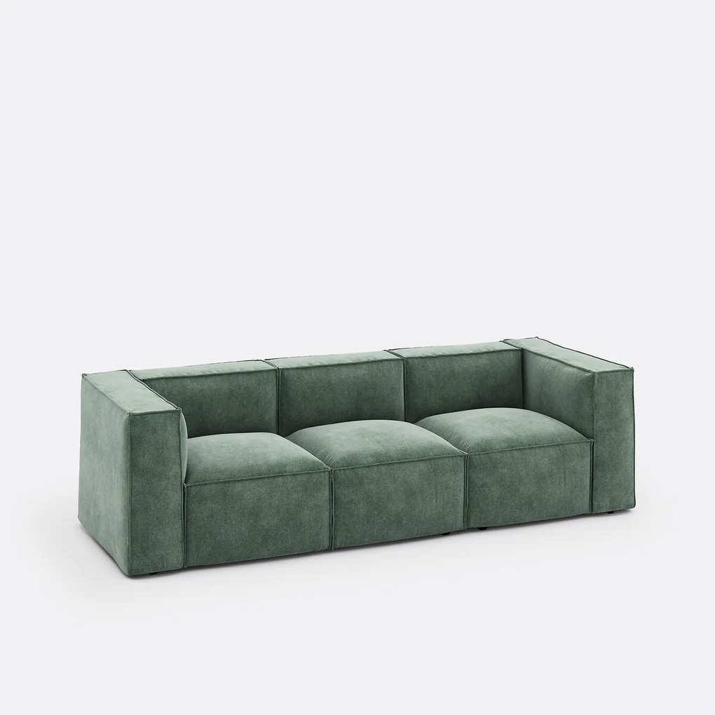 Modulaire bank, 3-zit, getextureerd fluweel, Seven