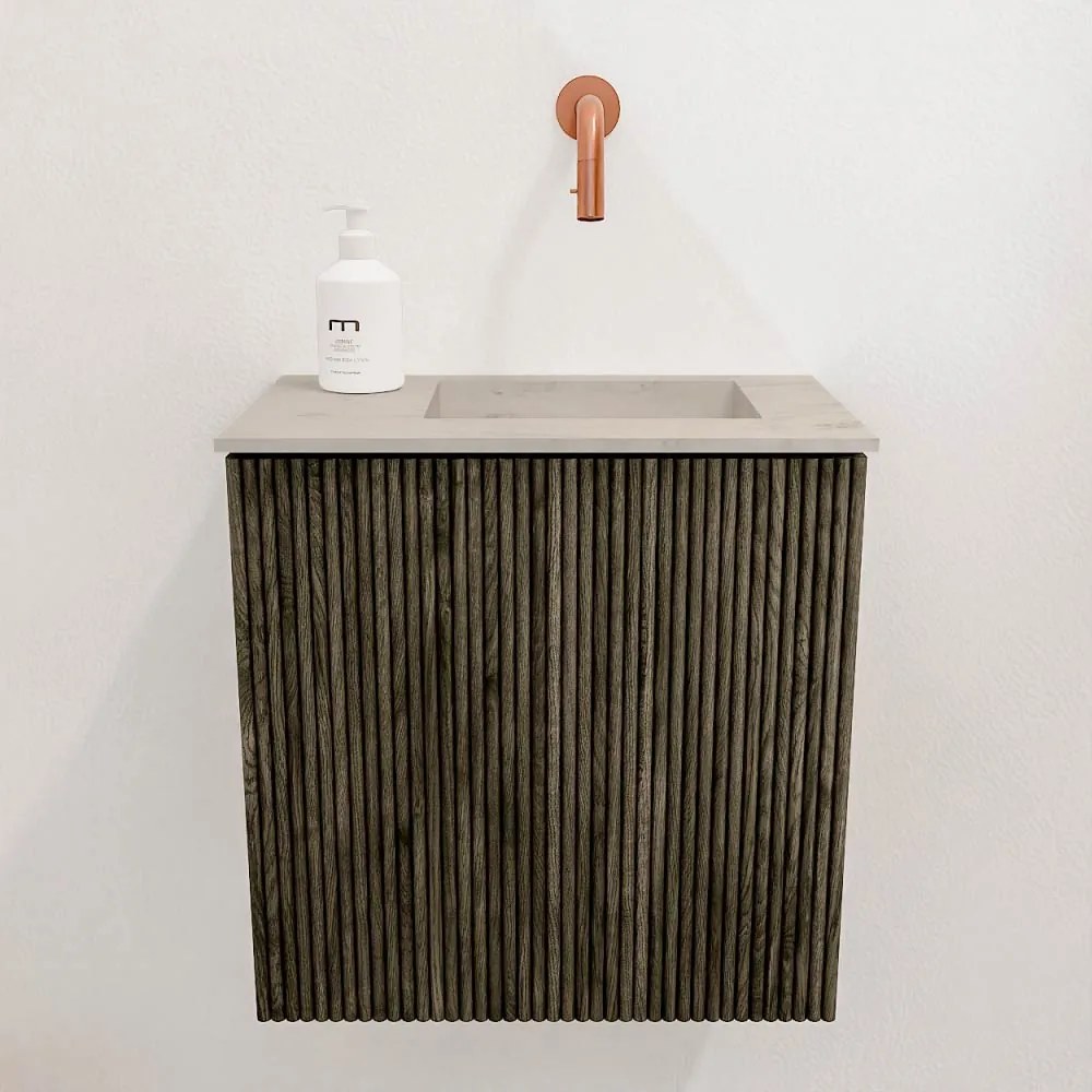 Mondiaz Joya DLux 40cm toiletmeubel shadow met wastafel faye rechts zonder kraangat opalo