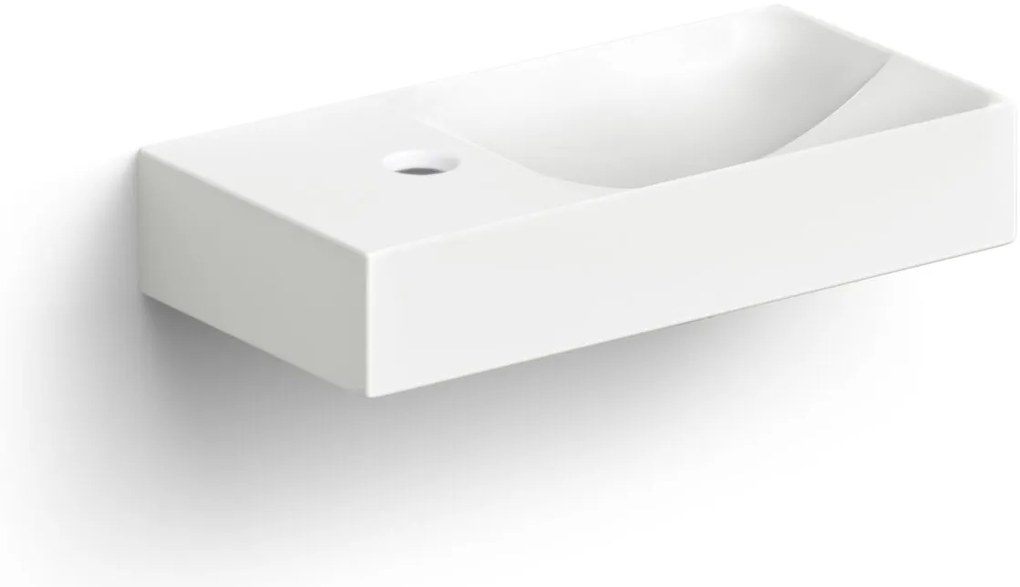 Clou Vale keramische fontein 38cm met kraangat links wit mat