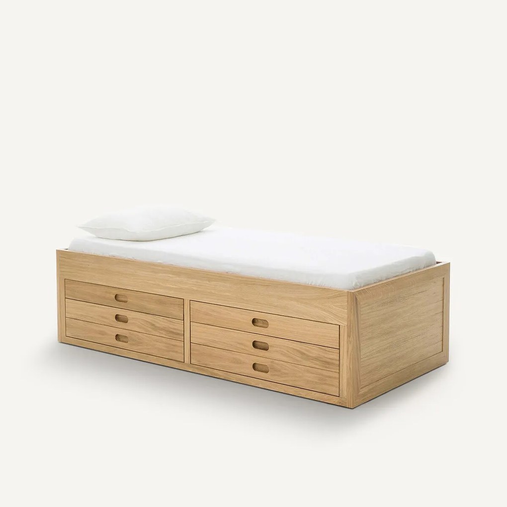 Bed met 4 laden, eikenfineer, OCTAVO
