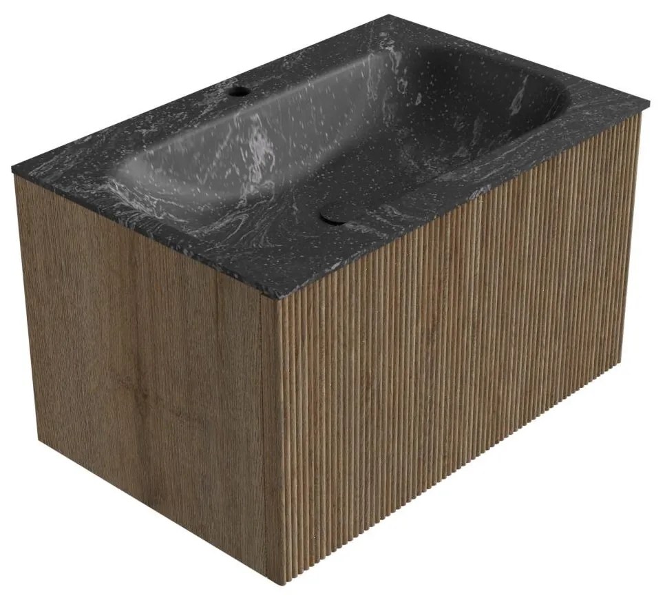 Mondiaz Kurve-dlux 70cm badmeubel dusk met 1 lade en wastafel big small midden 1 kraangat lava