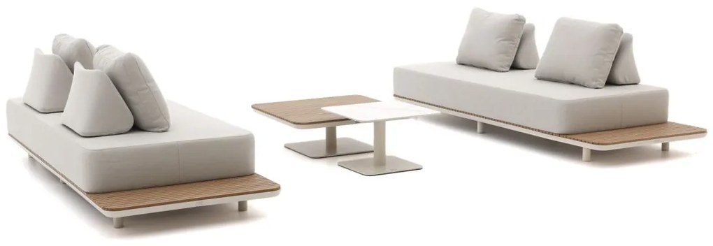 Stoel-bank loungeset Bellagio  | 4 personen | Loungeset Beige | Aluminium | 220x95.5cm | Kees Smit Tuinmeubelen