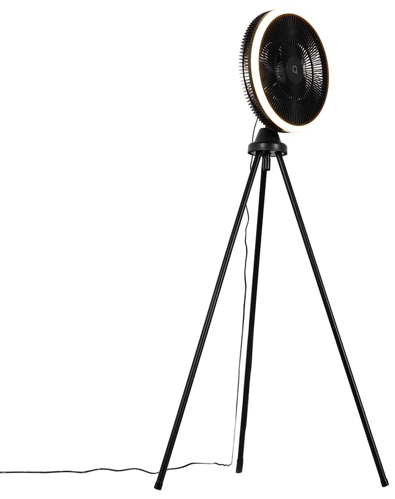 Vloerventilator tripod zwart incl. LED 3-staps dimbaar - Meric