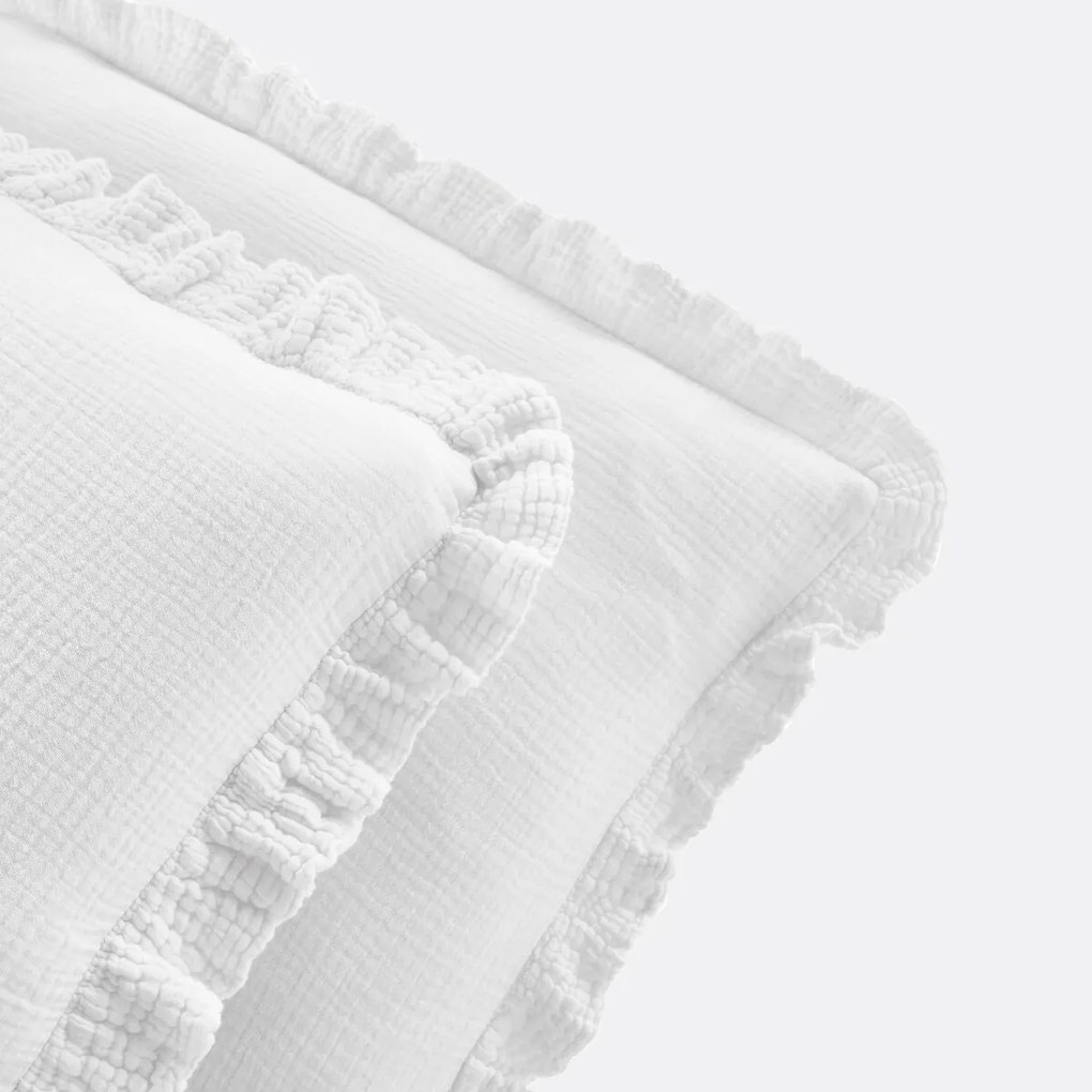 Effen kussensloop in tetra, met volant, Kumla