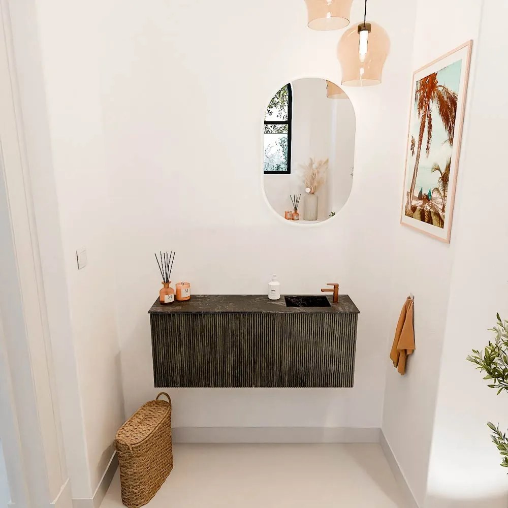 Mondiaz Joya DLux 100cm toiletmeubel shadow met wastafel faye rechts 1 kraangat lava