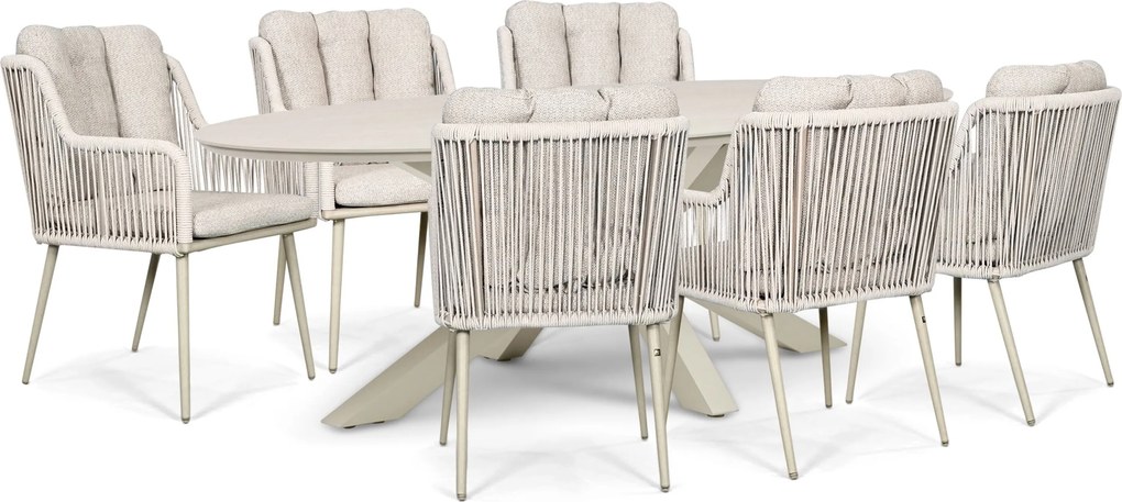 Tuinset 6 personen 240 cm Rope Zand/Beige Lifestyle Garden Furniture Tivoli/Lunea