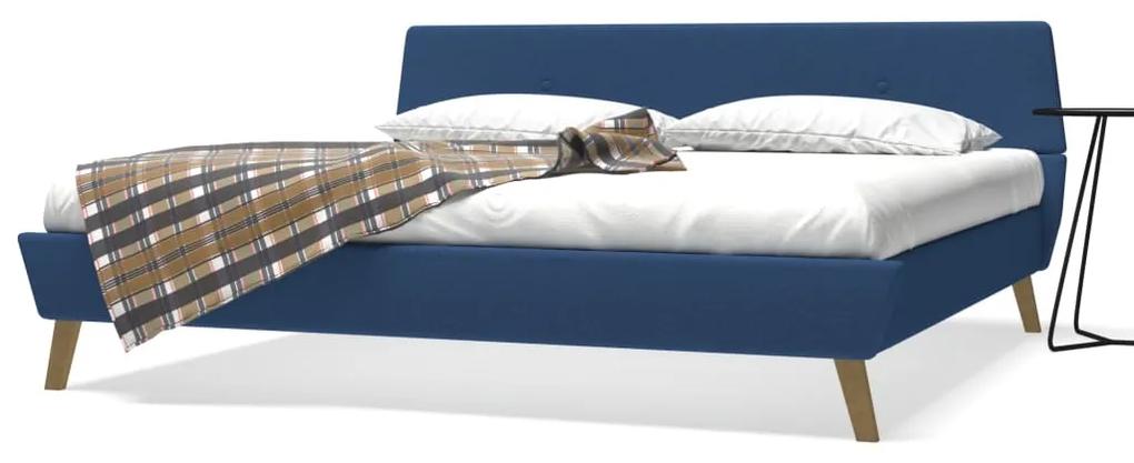 Medina Bed met traagschuim matras stof blauw 180x200 cm