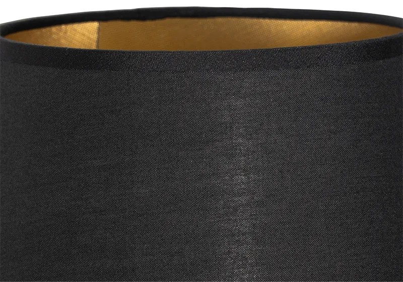 Moderne wandlamp zwart incl. kap met gouden binnenkant - Pluk