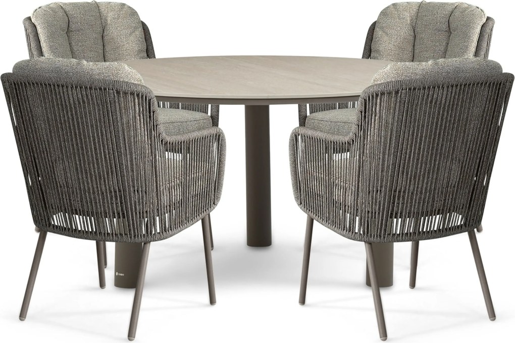Tuinset 4 personen 140 cm Rope Taupe Santika Furniture Santika