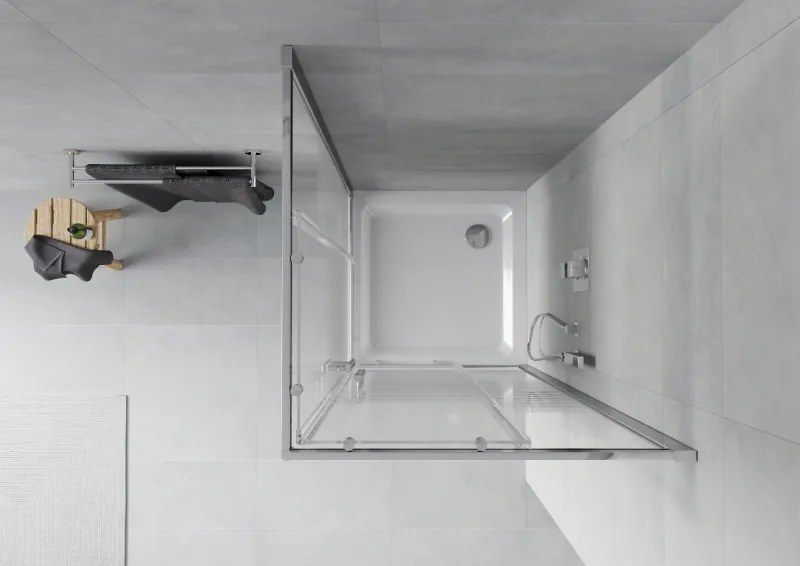 Mexen Rio vierkante douchecabine 80 x 80 cm, witte strepen, chroom + Flat douchebak, wit - 860-080-080-01-20-4010