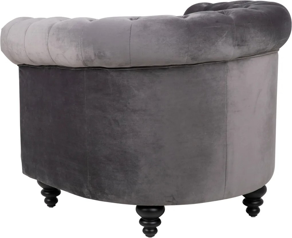Chesterfield Fauteuil Fluweel Grijs
