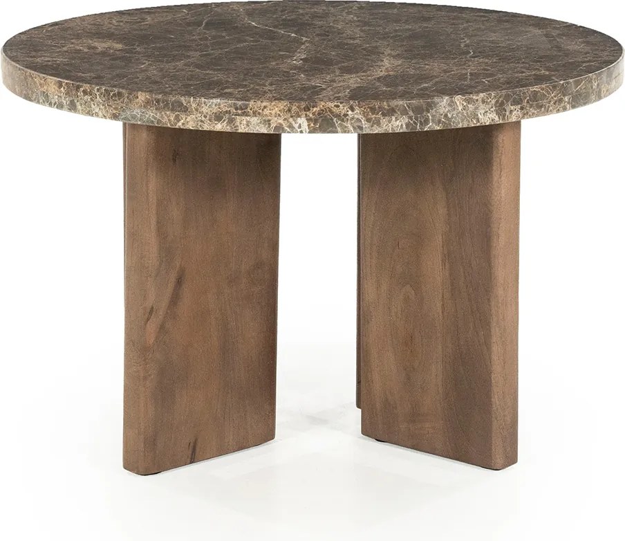 Ronde Salontafel Bruin Marmer 60 Cm - 60 X 60cm.