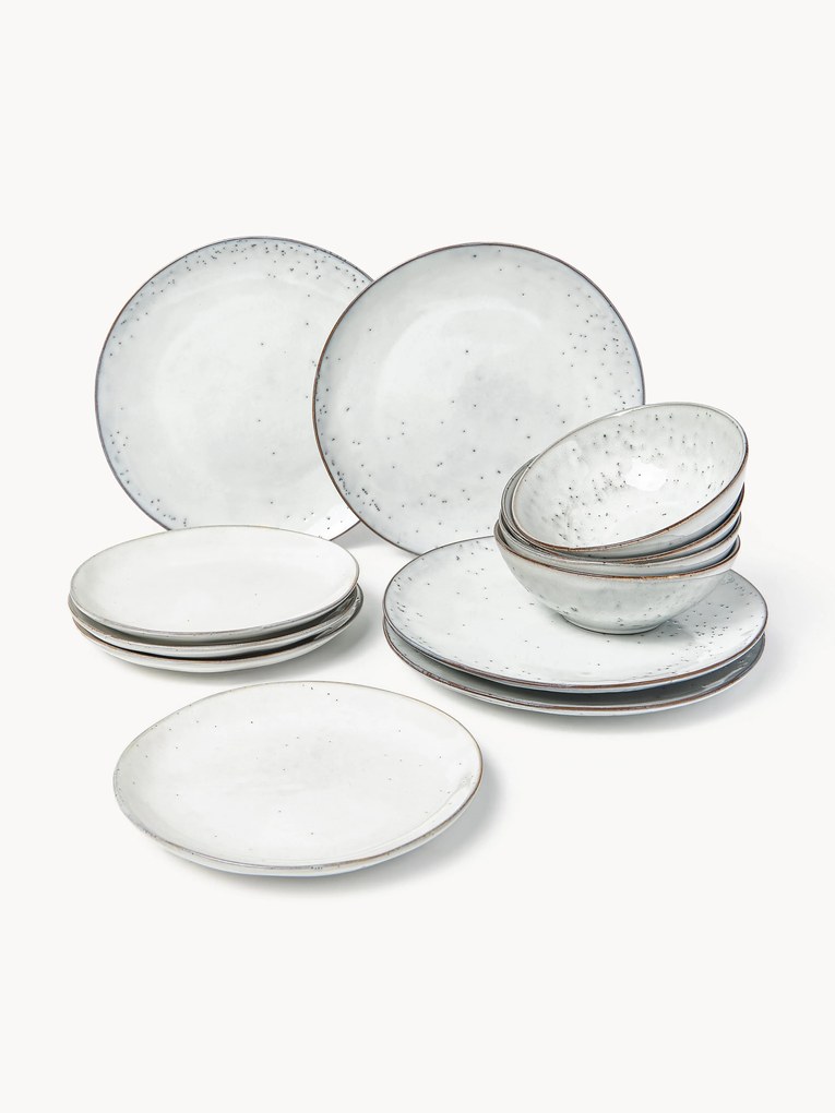 Handgemaakte serviesset Nordic Sand, 4 personen (12-delig)
