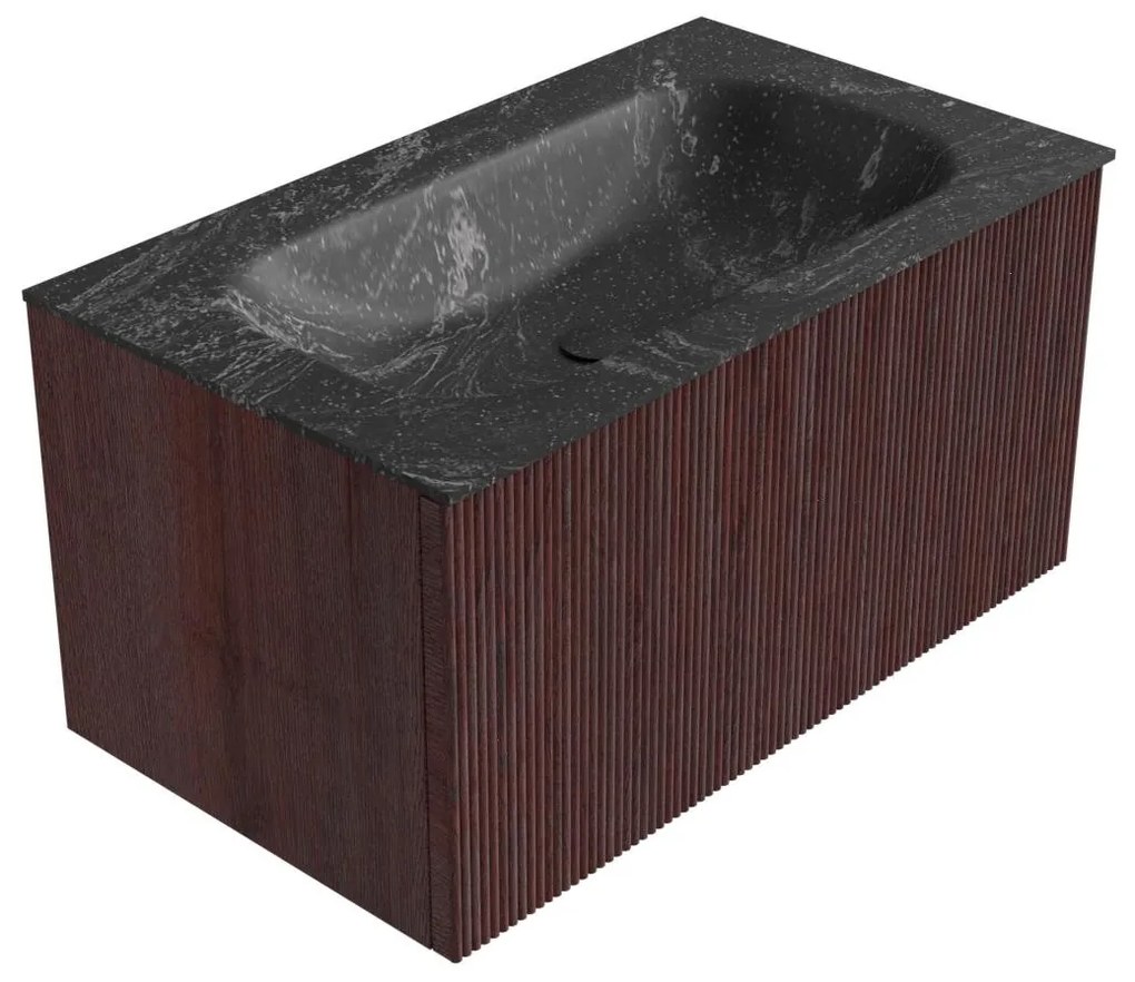 Mondiaz Kurve-dlux 80cm badmeubel ruby met 1 lade en wastafel big small midden zonder kraangat lava