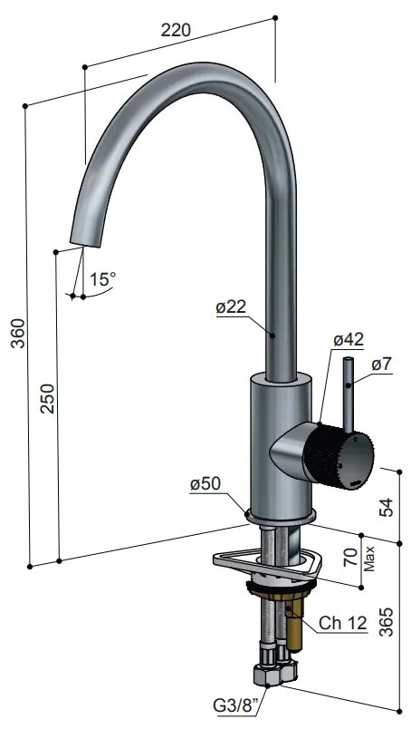 Hotbath Cobber X keukenmengkraan met draaibare ronde uitloop geborsteld messing PVD