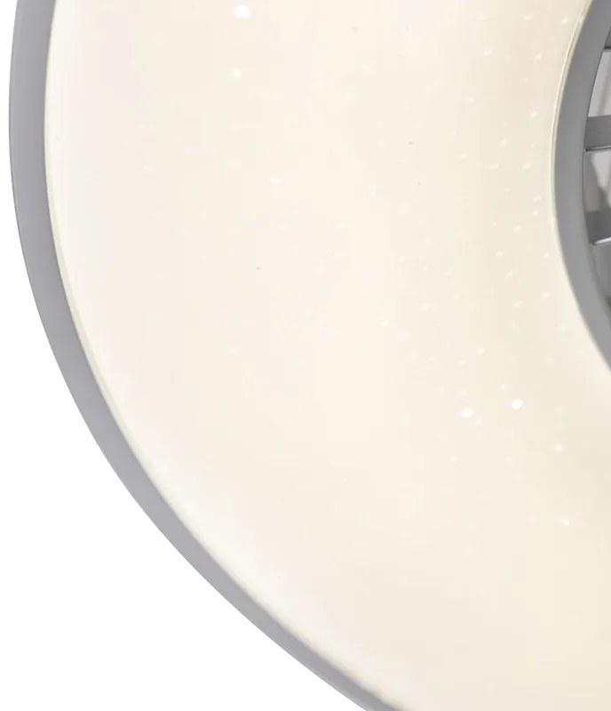 Plafondventilator met lamp zilver met ster effect 60cm incl. LED dimbaar met afstandsbediening - Climo Design rond Binnenverlichting Lamp