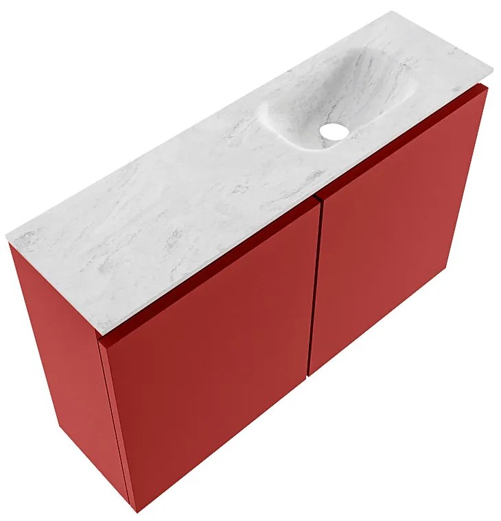 Mondiaz Ture DLux toiletmeubel 80cm fire met wastafel opalo rechts met kraangat