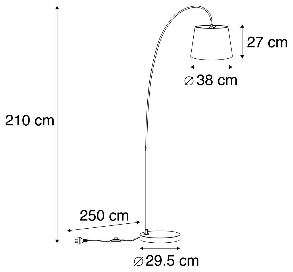 Moderne booglamp met grijze kap - Bend Modern E27 Binnenverlichting Steen / Beton Lamp