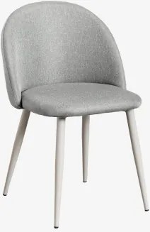 Kana Gestoffeerde Eetkamerstoelen Set Van 2, Staal Grijs – Taupe – Koel & Linnen Grijs – Beton & Linnen - Sklum