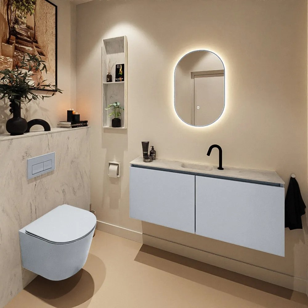 Mondiaz Ture DLux toiletmeubel 120cm clay met wastafel opalo midden met kraangat