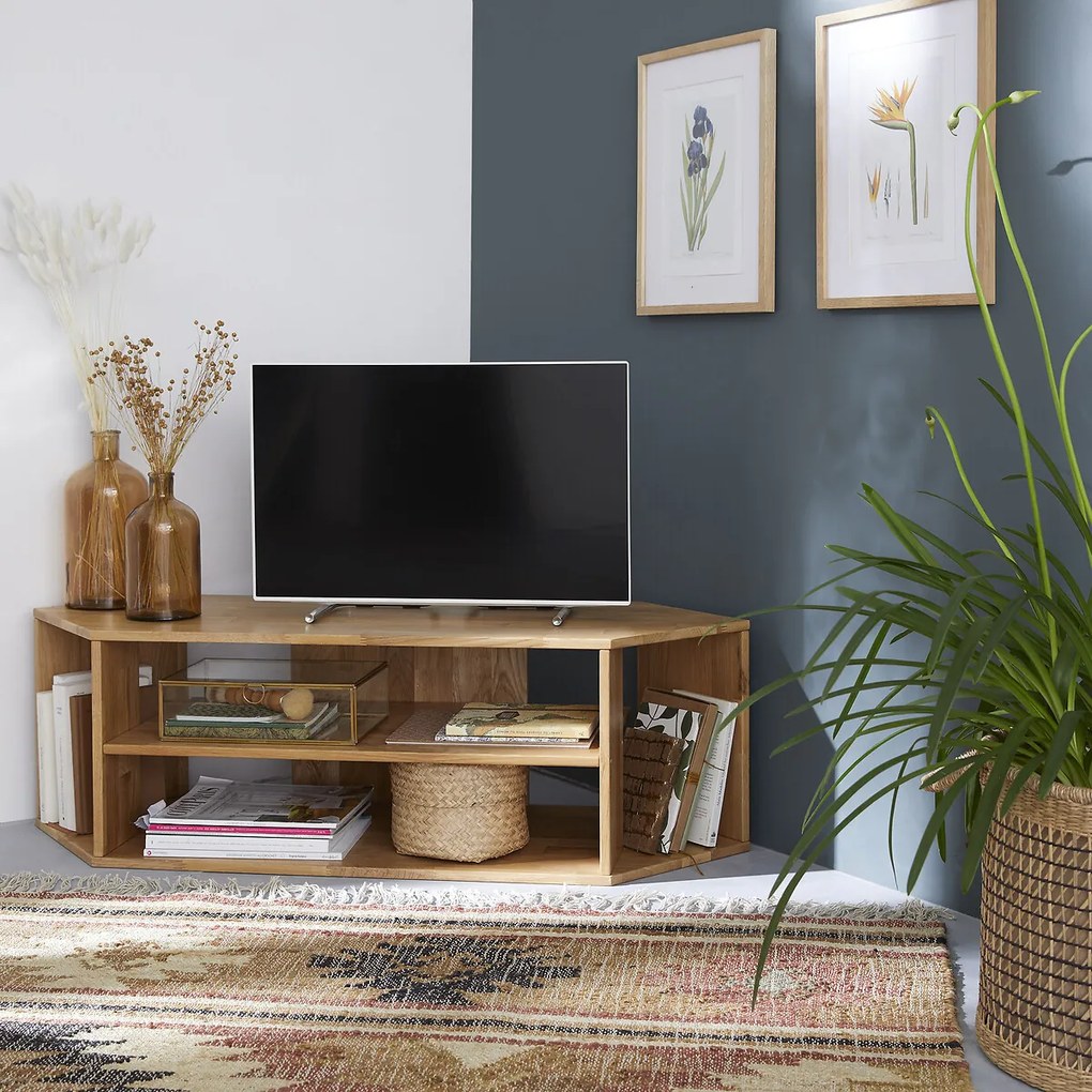 Hoek TV-meubel, in massief eik, Edgar