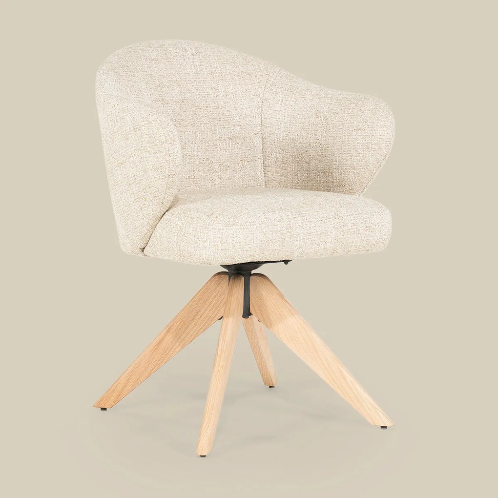 Eetkamerstoel Met Eiken Poten Draaibaar Beige