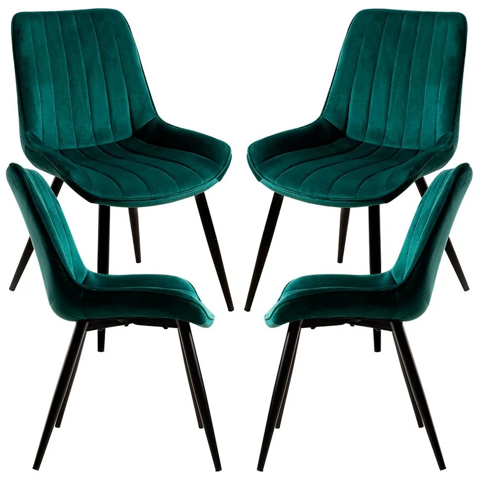 Set van 4 Lene Fluwelen Stoelen