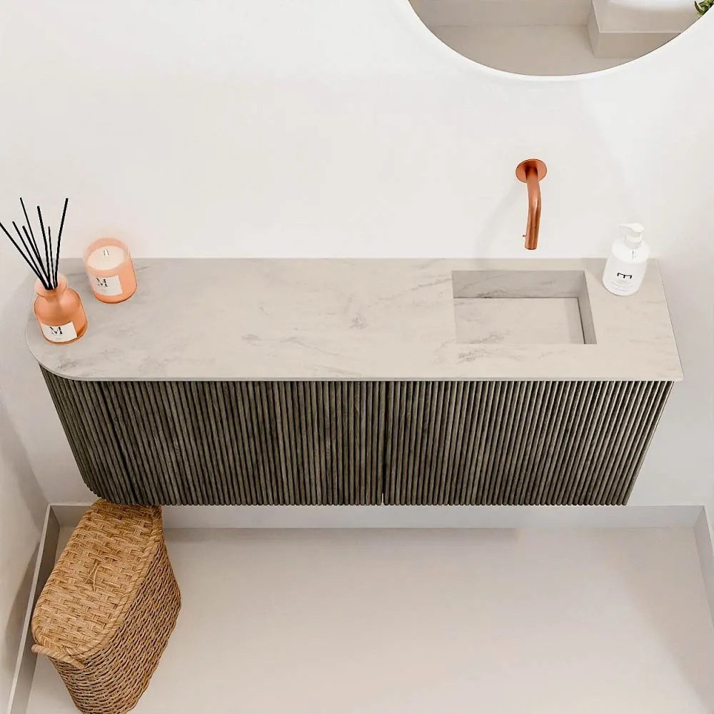Mondiaz Joya DLux 100cm toiletmeubel ronding links shadow met wastafel faye rechts zonder kraangat opalo