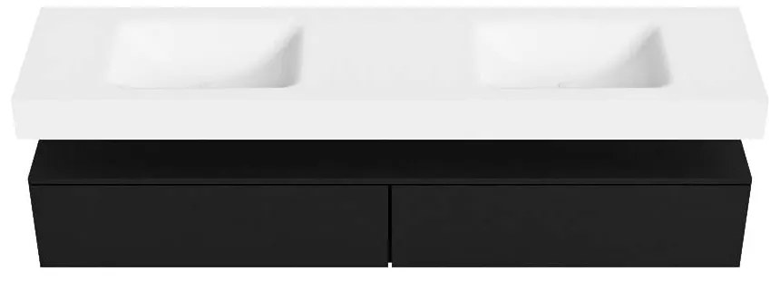 Zaro Alan badmeubel 190cm urban 2 lades met vrijhangende wastafel cloud dubbel 2 kraangaten talc