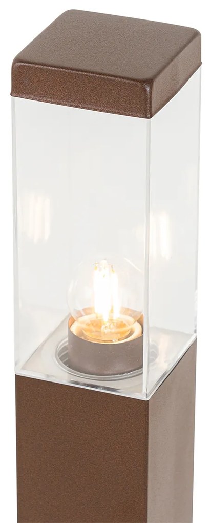 Smart buitenlamp paal roestbruin 80 cm incl. Wifi P45 - Malios E27 IP44 Buitenverlichting