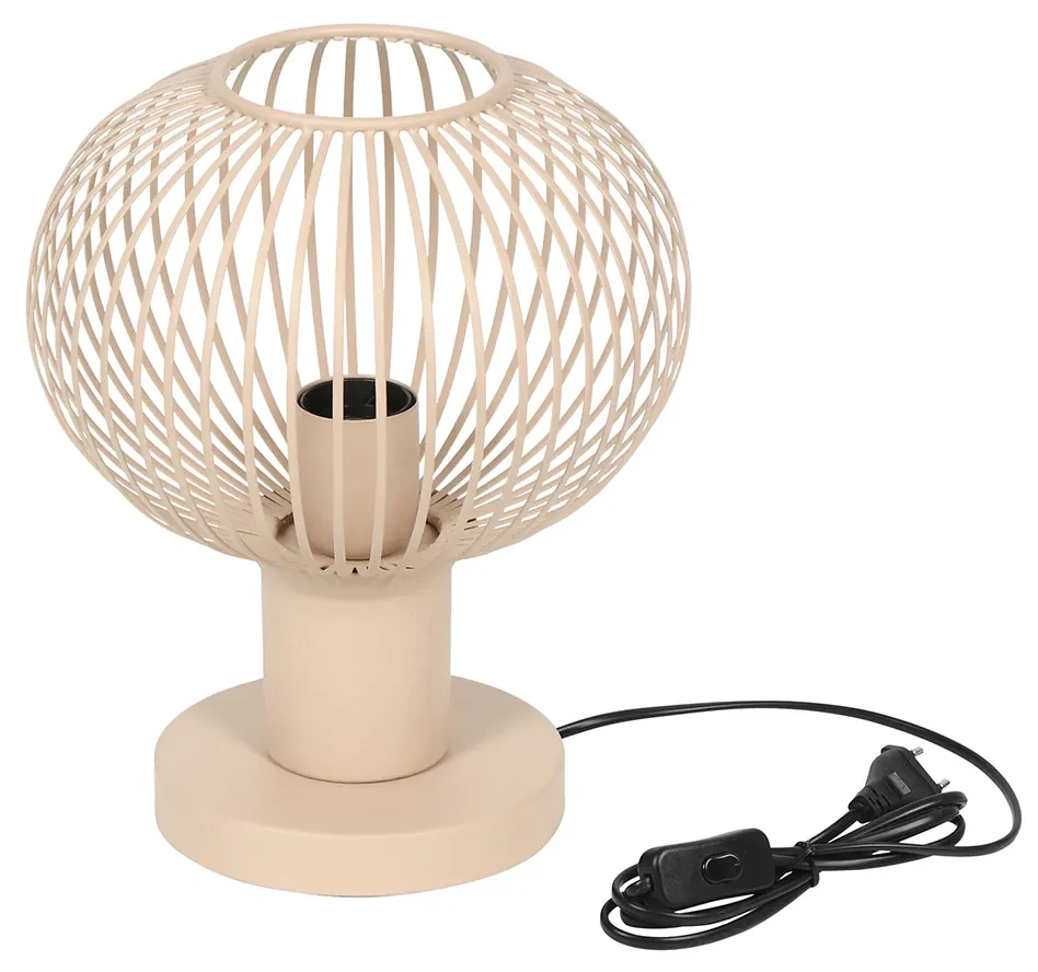 Moderne draad tafellamp beige 23cm - Gila Modern E27 bol / globe / rond Binnenverlichting Lamp
