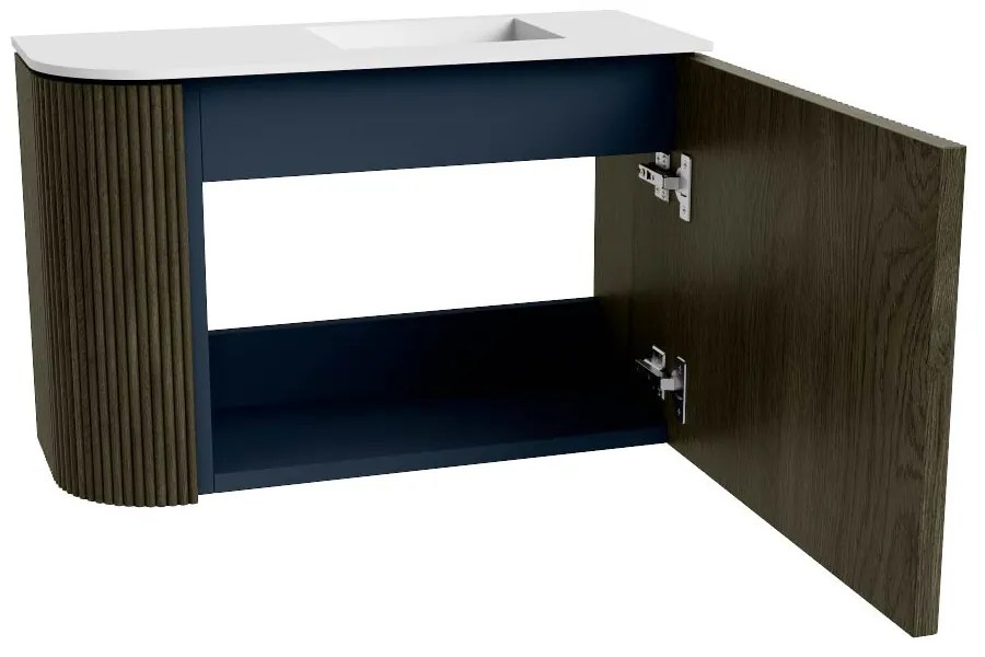 Mondiaz Joya 60cm toiletmeubel ronding links shadow met wastafel faye rechts 1 kraangat talc