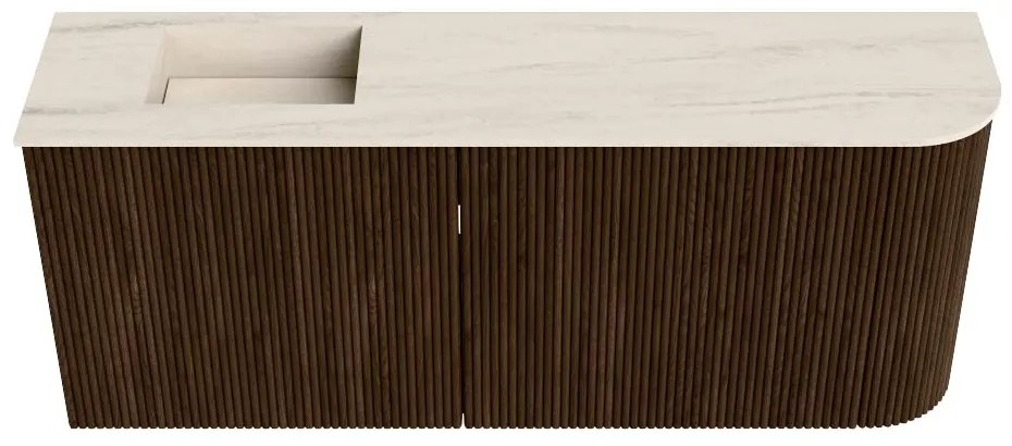 Mondiaz Joya DLux 100cm toiletmeubel ronding rechts walnut met wastafel faye links zonder kraangat meli