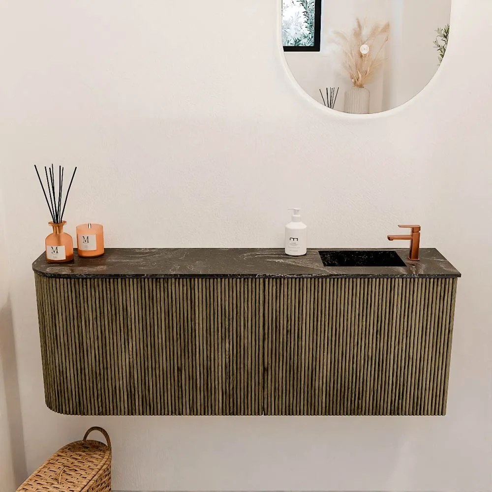 Mondiaz Joya DLux 110cm toiletmeubel ronding links dusk met wastafel faye rechts 1 kraangat lava