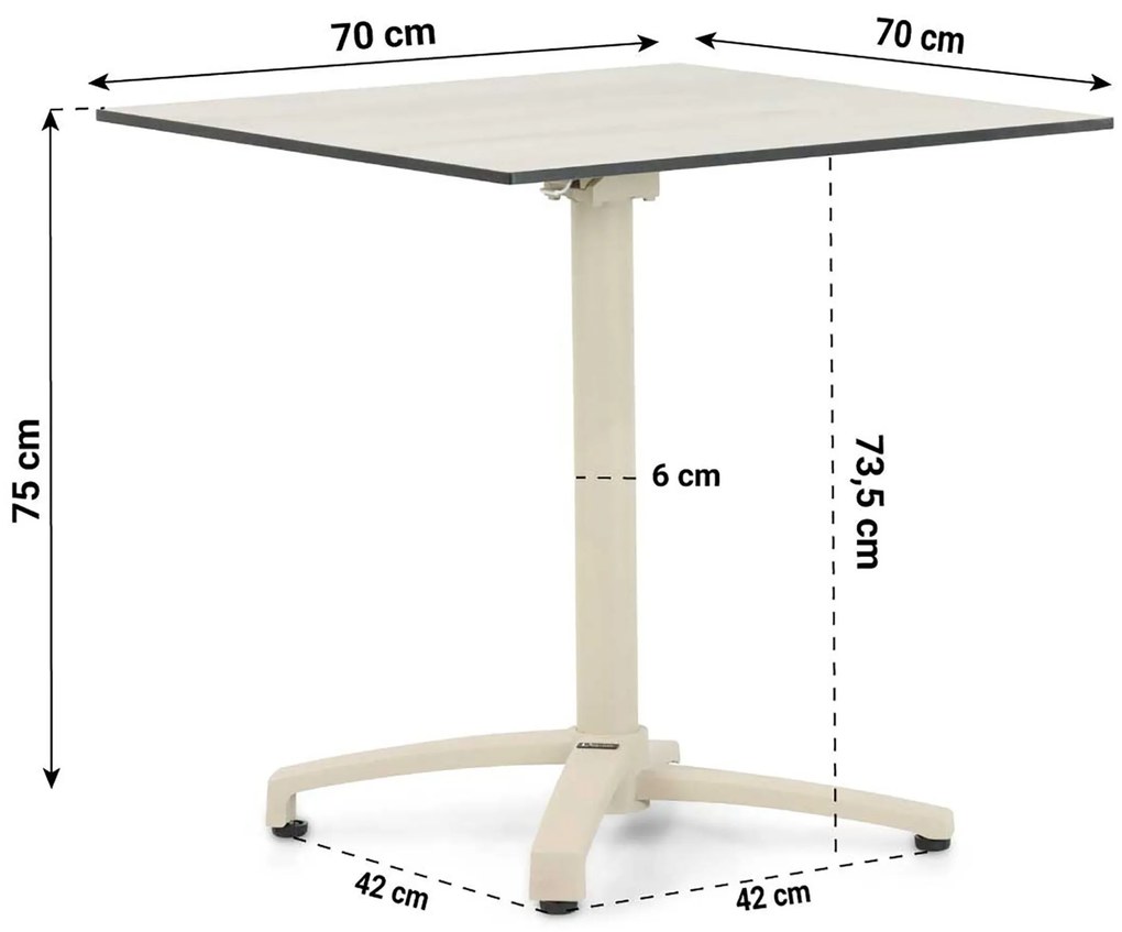 Tuinset 2 personen 707 cm Aluminium Zand/Beige Lifestyle Garden Furniture Ultimate/Marano