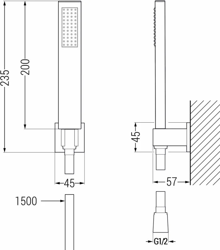 Mexen R-02 puntdouche set, zwart - 785005050-70