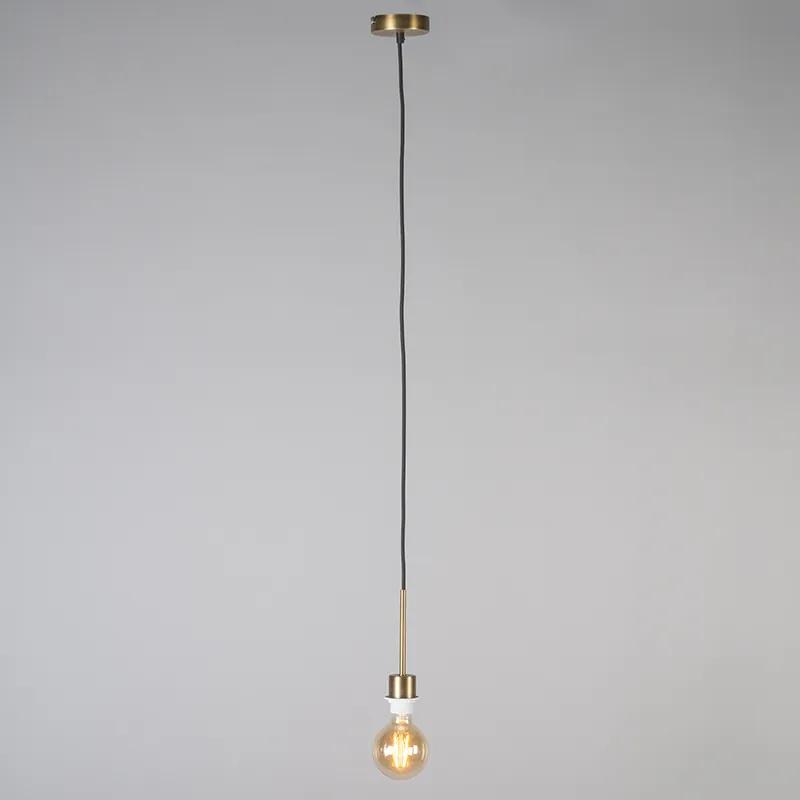 Stoffen Eettafel / Eetkamer Moderne hanglamp brons met kap 45 cm zwart - Combi 1 Landelijk / Rustiek, Modern E27 rond Binnenverlichting Lamp