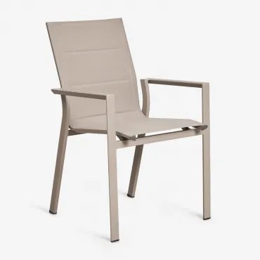 Set Van 4 Stapelbare Tuinstoelen Met Armleuningen Van Aluminium Karena Moka Bruin - Sklum