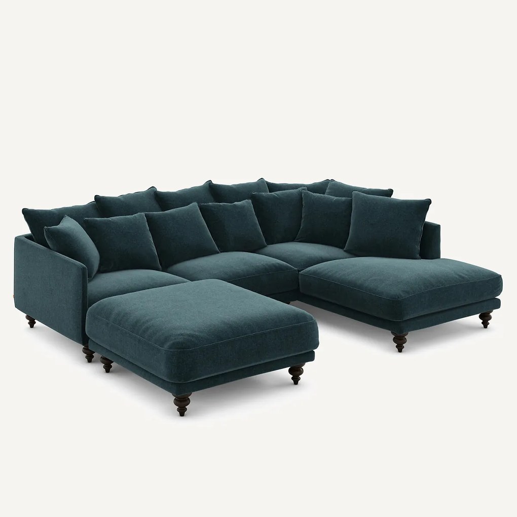 Voetenbank van fluweel chenille, Lazare