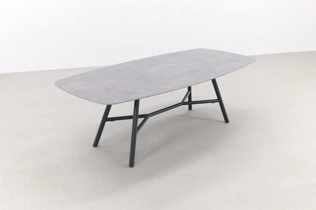 Jasmine Black/Benevento 6-persoons deens ovale dining tuinset 240x110 cm. - Betonlook