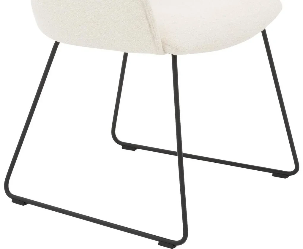 Goossens Eetkamerstoel Hera wit stof met armleuning, modern design