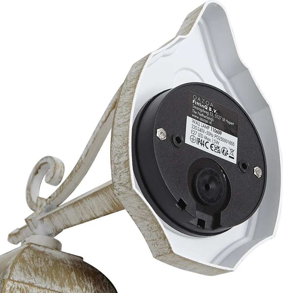 Vintage buiten wandlantaarn beige met antiek goud IP44 - Antigua Down