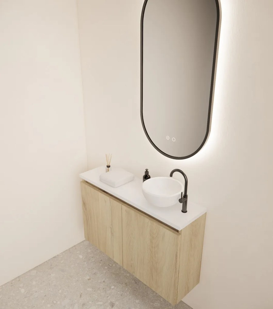 Gliss Design Echo toiletmeubel 80cm evoke eiken met toppaneel wit mat