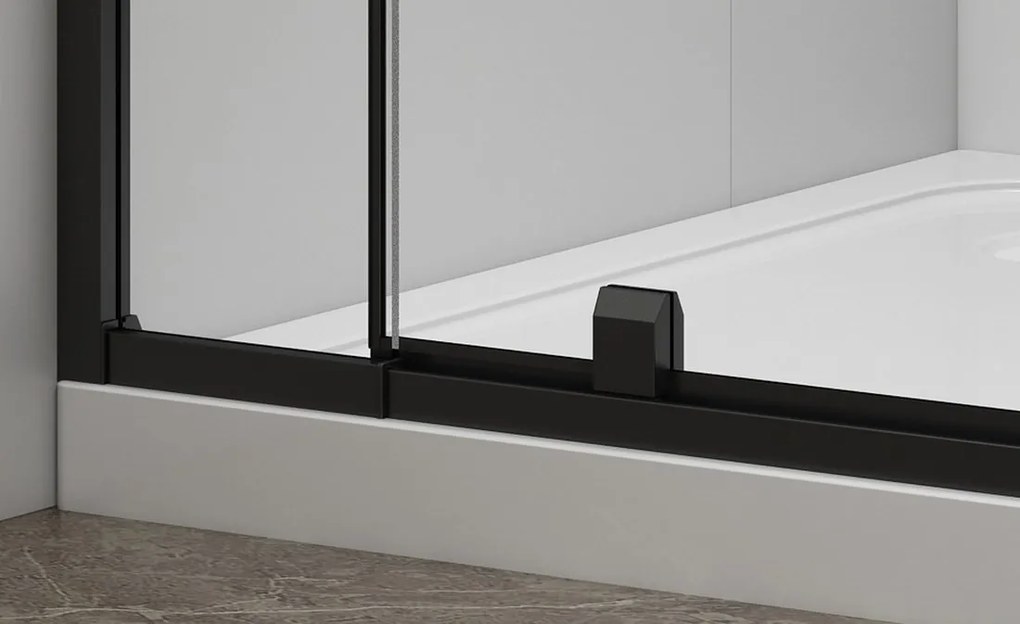 Polysan Easy Black douche draaideur helder glas 90x190cm zwart mat