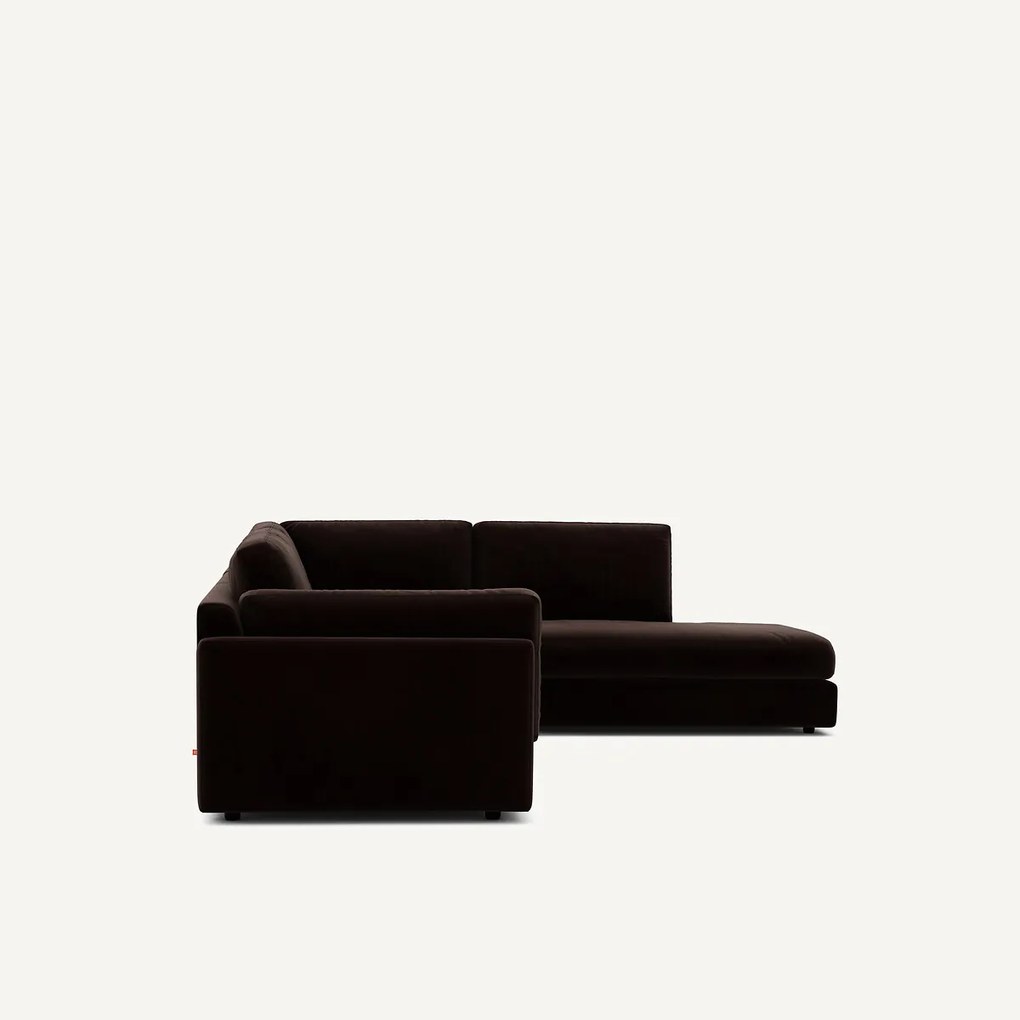 Omvormbare bank met hoek en longchair, fluweel, CÉSAR