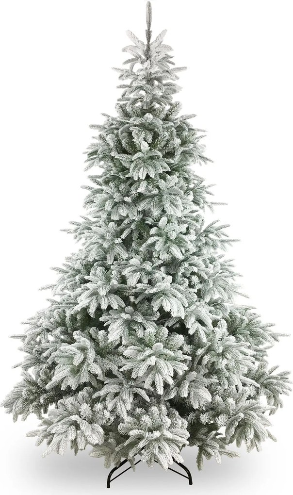 Andorra Flocked kunstkerstboom - 183cm - groen - Diameter 127cm - 1.559 tips - besneeuwd - metalen voet
