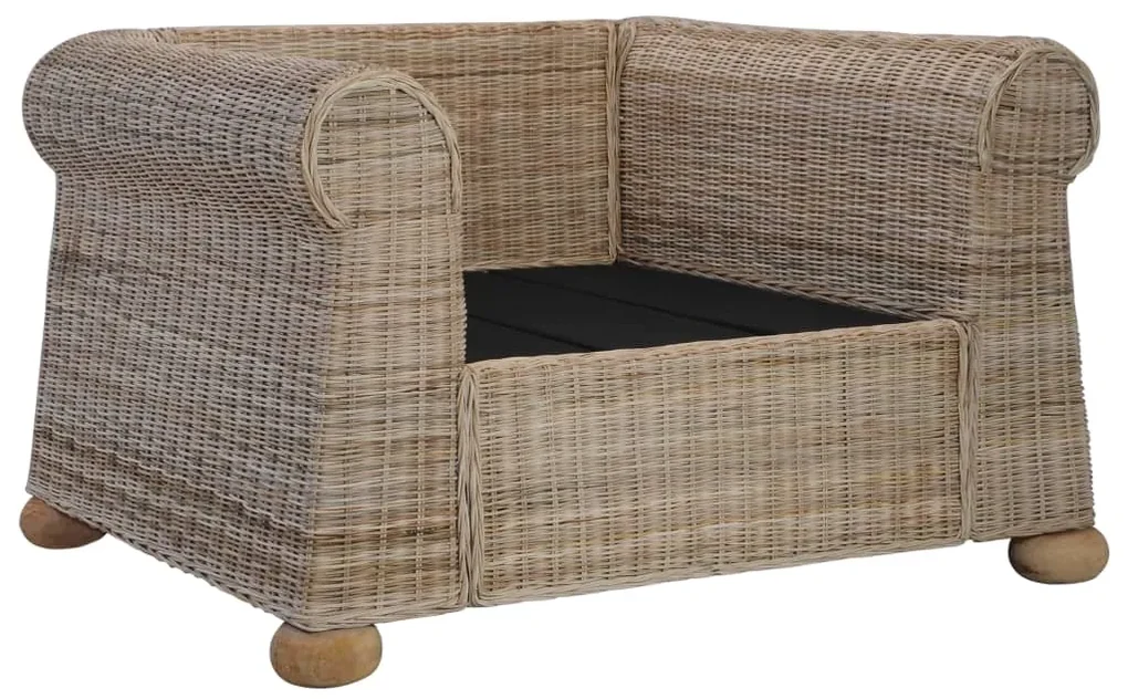 vidaXL Fauteuil met kussens natuurlijk rattan