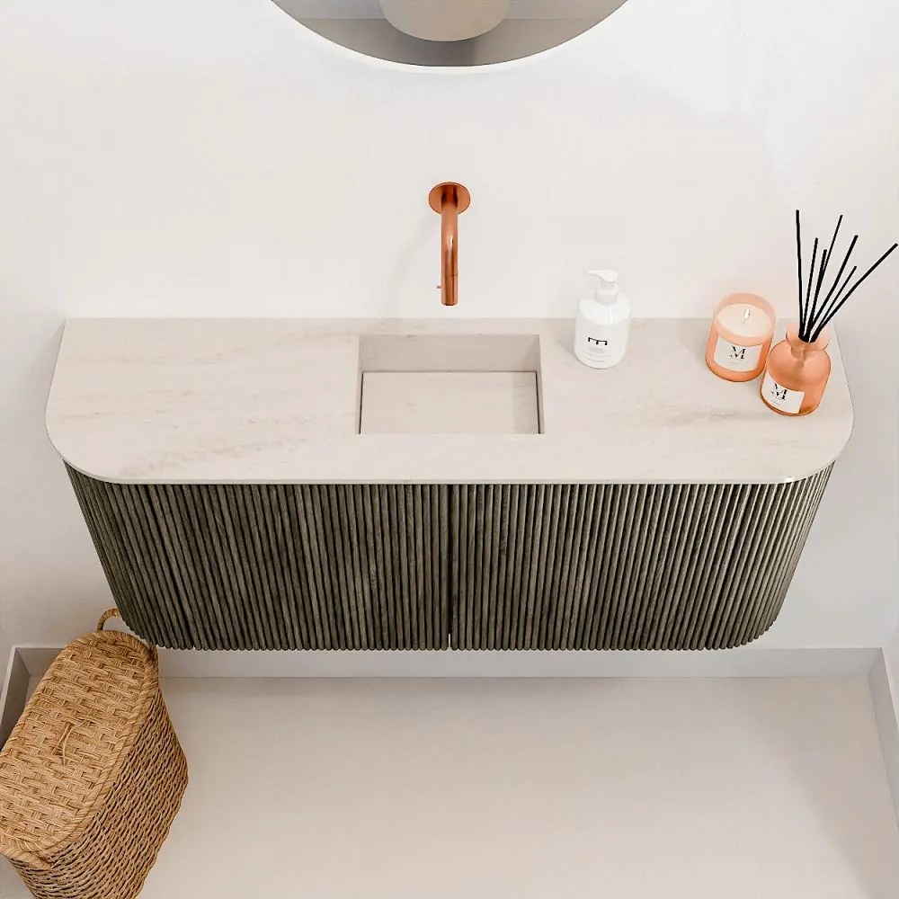 Mondiaz Joya DLux 95cm toiletmeubel ronding links/rechts shadow met wastafel faye midden zonder kraangat meli