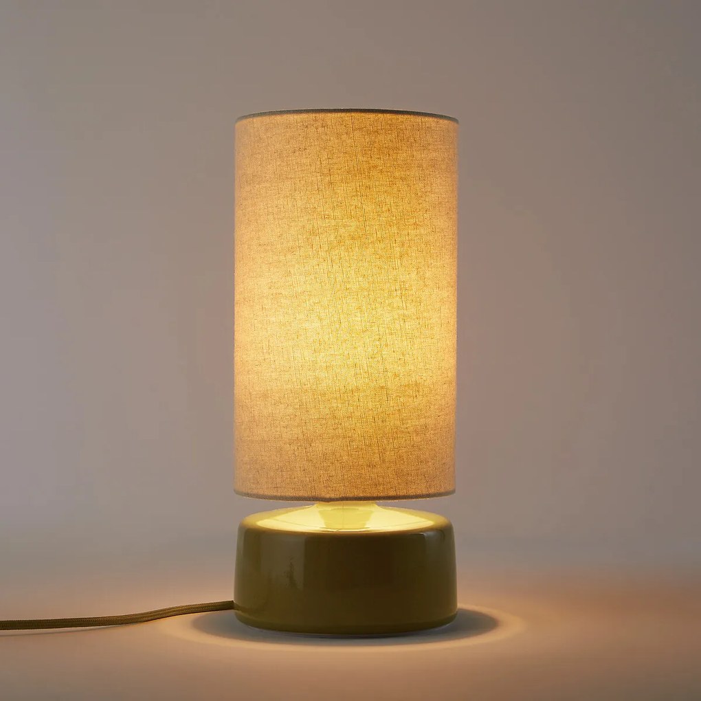 Tafellamp, van keramiek en linnen, hoogte 35 cm, AMAGA