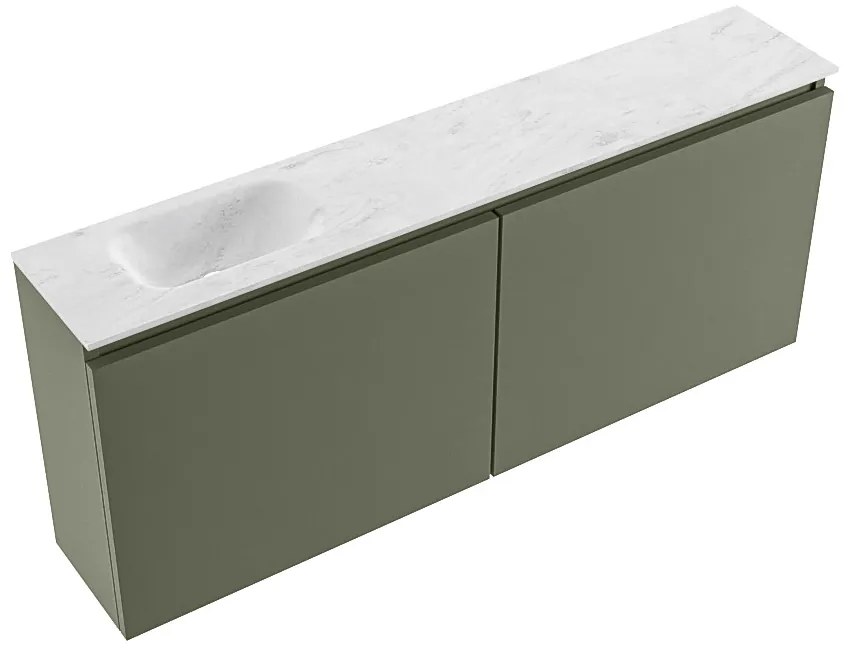 Mondiaz Ture DLux toiletmeubel 120cm army met wastafel opalo links met kraangat